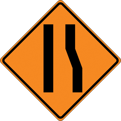 Tilt-Adjust Merge Left Roll-Up Construction Sign, 36" x 36", Vinyl, Pictogram Equipment World