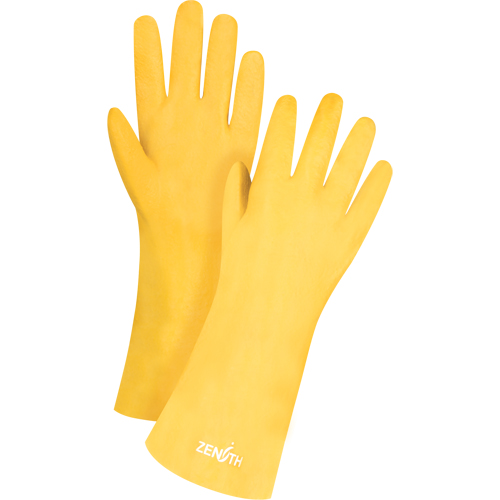 Rough-Finish Chemical-Resistant Gloves, Size 9, 14" L, PVC, Interlock Inner Lining, 47-mil Equipment World