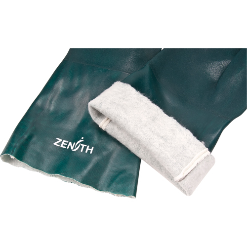 Double Dipped Green Gloves, 14" L, PVC, Cotton Jersey Inner Lining, 70-mil Equipment World