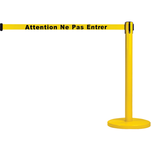 Free-Standing Crowd Control Barrier, Steel, 35" H, Yellow Tape, 7' Tape Length Equipment World
