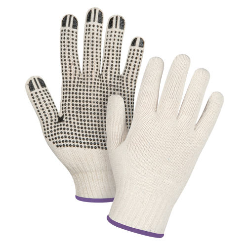 Lightweight Dotted String Knit Gloves, Poly/Cotton, Single Sided, 7 Gauge, X-Small Equipment World