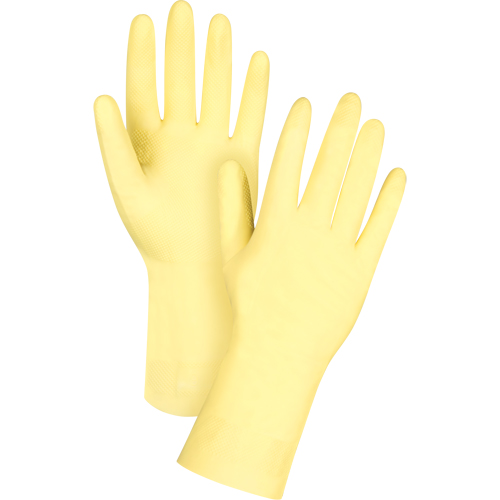 Canary Yellow Chemical-Resistant Gloves, Size 7, 12" L, Latex, Flock-Lined Inner Lining, 18-mil Equipment World
