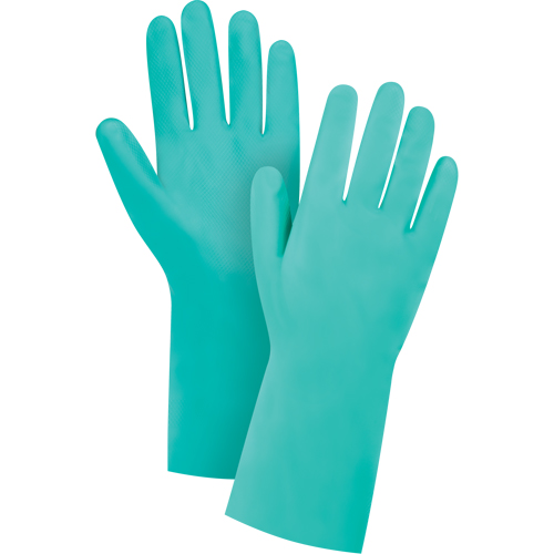 Premium Diamond-Grip Chemical-Resistant Gloves, Size Medium/8, 13" L, Nitrile, Flock-Lined Inner Lining, 15-mil Equipment World
