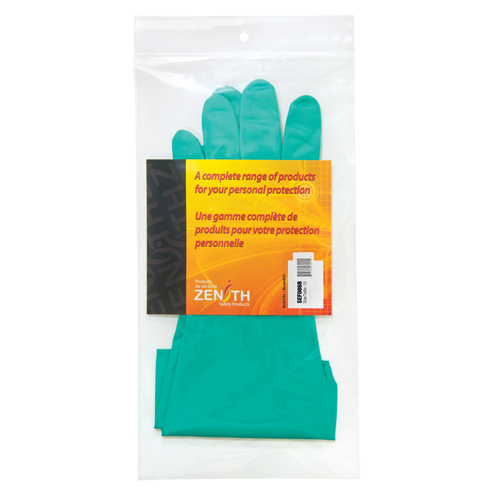 Gants r&eacute;sistants aux produits chimiques &agrave; prise en losange, Taille 10, 13" lo, Nitrile, Doublure en Ouat&eacute;e, 13 mils Equipment World