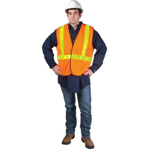 5-Point Tear-Away Traffic Safety Vest, High Visibility Orange, Medium, Polyester Equipment World