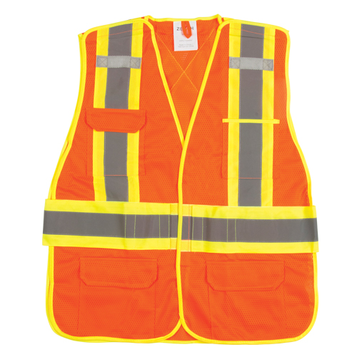 Flame-Resistant Surveyor Vest, High Visibility Orange, Medium, Polyester Equipment World