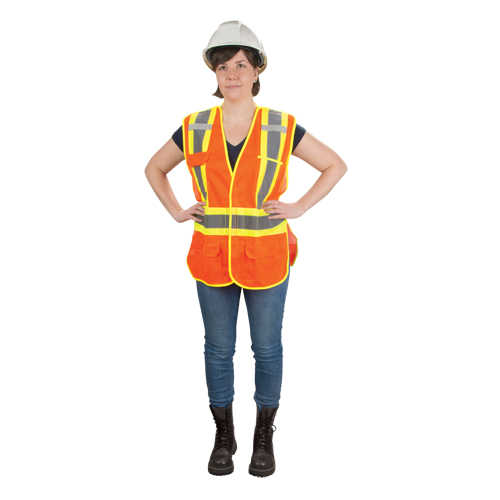 CSA Compliant High Visibility Surveyor Vest, High Visibility Orange, Medium, Polyester Equipment World