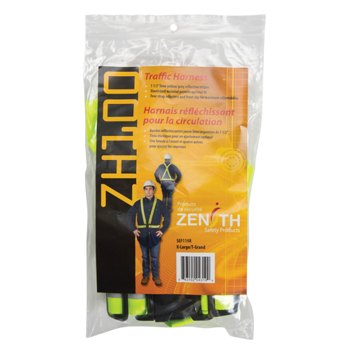 Standard-Duty Safety Harness, High Visibility Lime-Yellow, Silver Reflective Colour, X-Large Equipment World