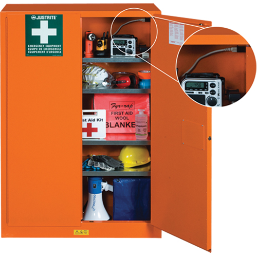 Armoires de rangement pour pr&eacute;paration aux situations d'urgence, Acier, 4 Tablettes, 65" h x 43" la x 18" P, Orange Equipment World