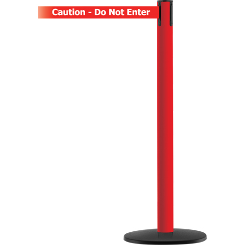 Advance TensaBarrier&reg; Barrier Post, Steel, 36" H, White/Red Tape, 7.5' Tape Length Equipment World