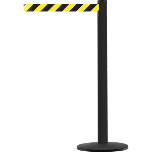 Advance TensaBarrier&reg; Barrier Post, Steel, 36" H, Black/Yellow Tape, 7.5' Tape Length Equipment World