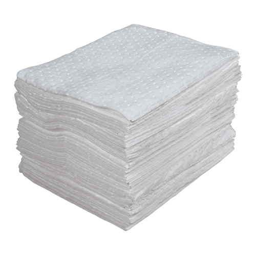 Premium Laminated (SMS) Sorbent Pads, Oil Only, 15" x 17", 30 gal. Absorbancy Equipment World