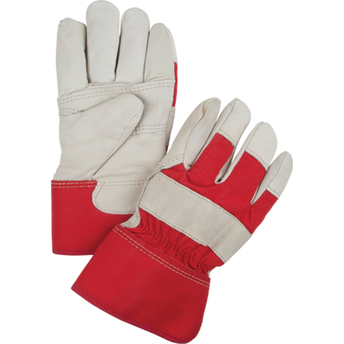 Red & White Winter-Lined Fitters Gloves, Large, Grain Cowhide Palm, Boa Inner Lining Equipment World