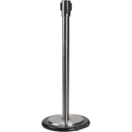 Free-Standing Crowd Control Barrier Receiver Post With Wheels, 35" High, Stainless Equipment World