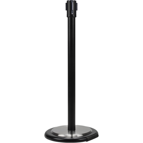 Free-Standing Crowd Control Barrier Receiver Post With Wheels, 35" High, Black Equipment World