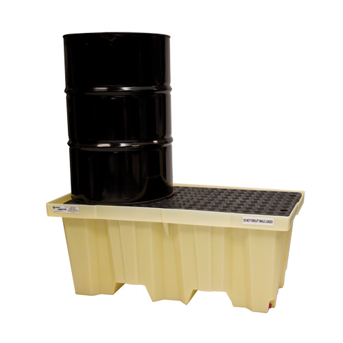 Nestable 2-Drum Poly-Spillpallet Without Drain, 66 US gal. Spill Capacity, 51" x 26" x 21" Equipment World