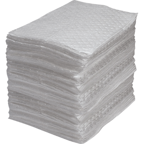 Industrial-Grade Fine Fibre Sorbent Pads, Oil Only, 15" x 17", 40 gal. Absorbancy Equipment World