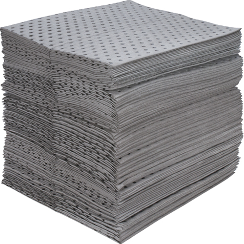 Industrial-Grade Fine Fibre Sorbent Pads, Universal, 15" x 17", 40 gal. Absorbancy Equipment World