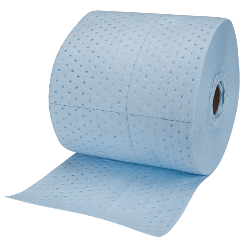 Rouleaux absorbants li&eacute;s bleus de premi&egrave;re qualit&eacute;, Lourd, 150' lo x 15" la, Absorption 25 gal. Equipment World
