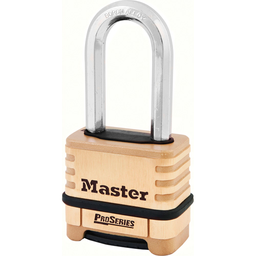 ProSeries&reg; Combination Padlock, Silver, Brass Coating, 2-1/4" Width Equipment World