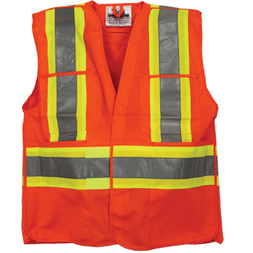 Traffic Safety Vest, High Visibility Orange, 2X-Large/3X-Large, Polyester Equipment World