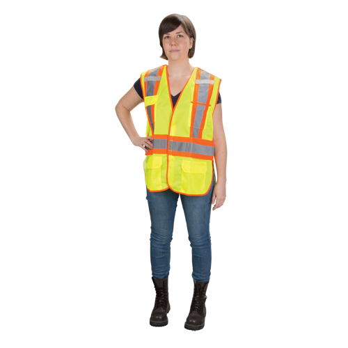 CSA Compliant High Visibility Surveyor Vest, High Visibility Lime-Yellow, Large, Polyester Equipment World