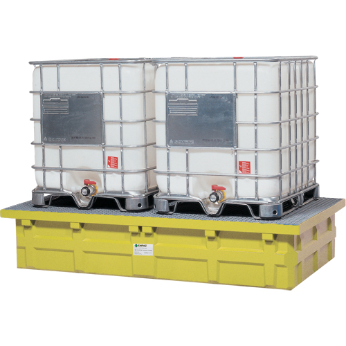 Double IBC Low-Top Without Drain, 385 US gal. Spill Capacity, 110" x 55" x 20" Equipment World
