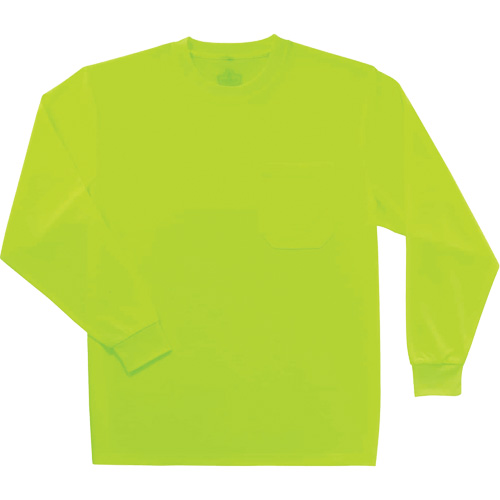 GloWear 8091 Non-Certified Long Sleeve T-Shirt, Polyester, Small, High Visibility Lime-Yellow Equipment World