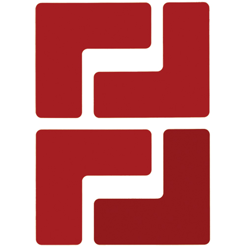 Floor Corner Marks, L, 5" L x 2" W, Red, Polyester Equipment World