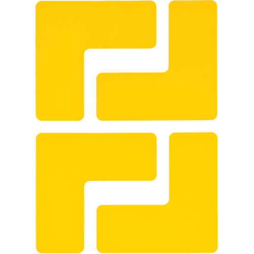 Floor Corner Marks, L, 5" L x 2" W, Yellow, Polyester Equipment World