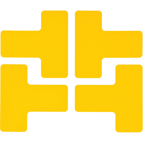 Floor Corner Marks, T, 5" L x 2" W, Yellow, Polyester Equipment World