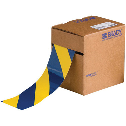 Ruban de marquage pour planchers ToughStripe, 3" x 100', Polyester, Bleu et jaune Equipment World