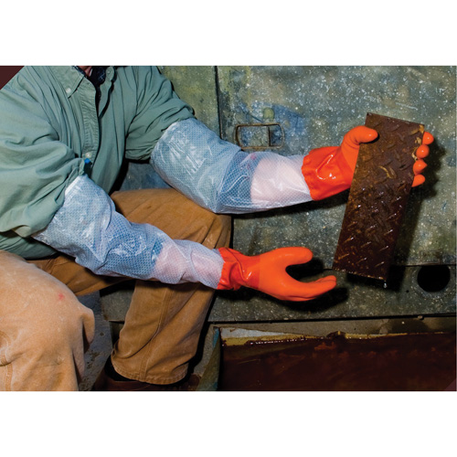 640 Chemical-Resistant Gloves, Size Medium, 25" L, PVC, Cotton Inner Lining, 43.3-mil Equipment World