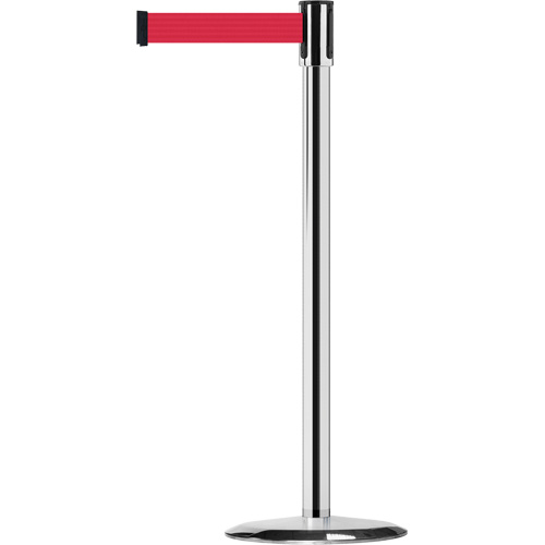 Montant pour barri&egrave;re Slimline TensaBarrier, Acier, 38" h, Ruban Rouge, Longueur du ruban 7,5' Equipment World