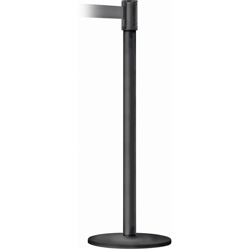 Slimline TensaBarrier&reg; Barrier Post, Steel, 38" H, Black Tape, 7.5' Tape Length Equipment World