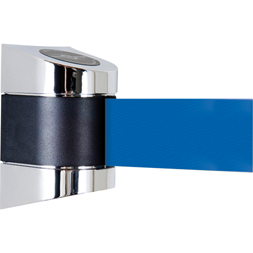 TensaBarrier&reg; Wall Mounted Units, Plastic, Screw Mount, 15', Blue Tape Equipment World