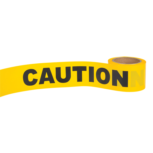 "Caution" Barricade Tape, English, 3" W x 300' L, 1.5 mils, Black on Yellow Equipment World