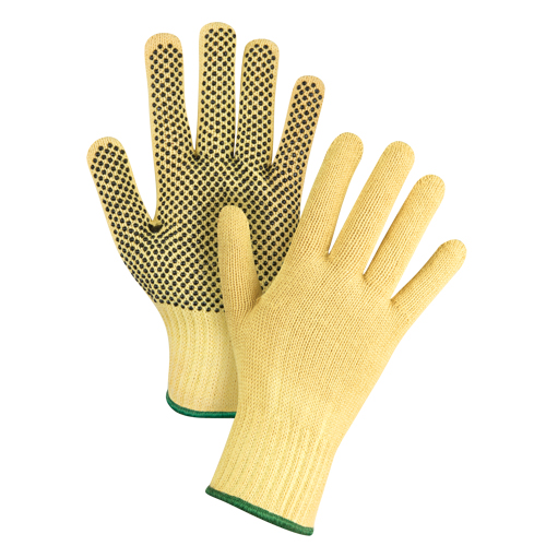 Dotted Seamless String Knit Gloves, Size Medium/8, 7 Gauge, PVC Coated, Kevlar&reg; Shell, ASTM ANSI Level A2/EN 388 Level 3 Equipment World
