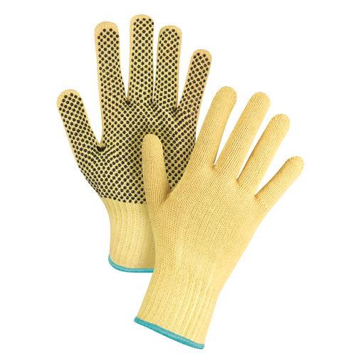 Gants tricot&eacute;s sans couture &agrave; pois, Taille T-Grand/10, Calibre 7, Rev&ecirc;tement PVC, Enveloppe en Kevlar, ASTM ANSI niveau A2/EN 388 niveau 3 Equipment World
