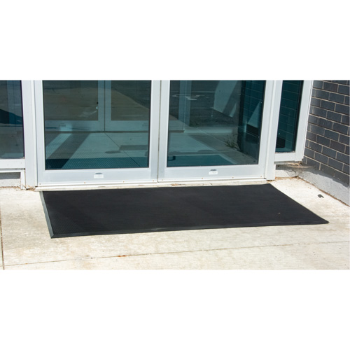 Outdoor Entrance Matting, Rubber, Scraper Type, Textured Pattern, 2' x 2-2/3', Black Equipment World