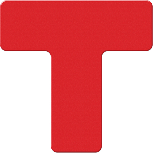 Armor Stripe Lean/5S Markers, T, 6" L x 6" W, Red, Plastic Equipment World