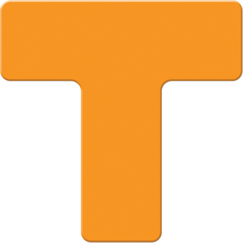 Armor Stripe Lean/5S Markers, T, 6" L x 6" W, Orange, Plastic Equipment World