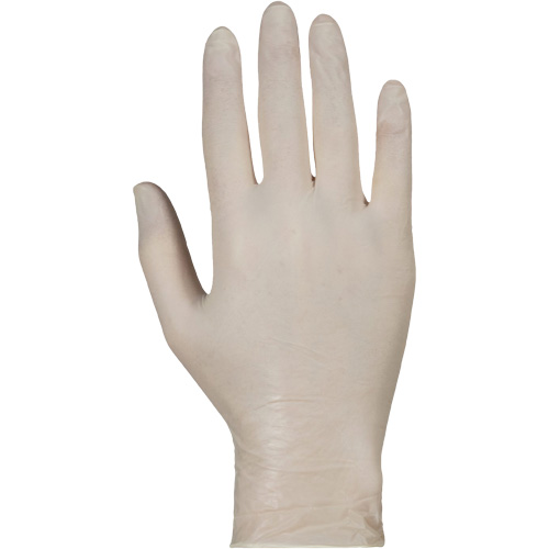 Gants jetables de calibre examen m&eacute;dical KeepKleen, Grand, Latex, 5 mils, Sans poudre, Blanc, Classe 2 Equipment World