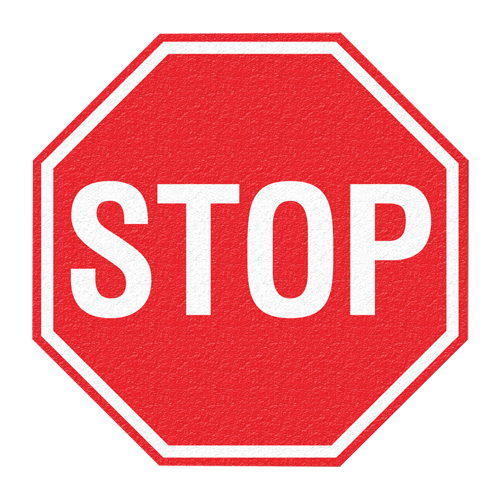 "Stop" Floor Sign, Adhesive, English with Pictogram Equipment World