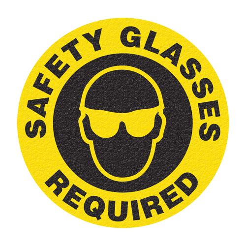 "Safety Glasses" Floor Sign, Adhesive, English with Pictogram Equipment World