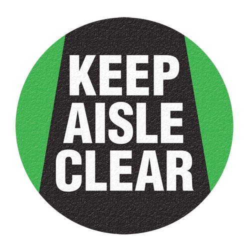 "Keep Aisle Clear" Floor Sign, Adhesive, English with Pictogram Equipment World