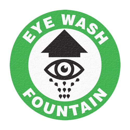 Panneau de signalisation au sol  Eye Wash Fountain , Adh&eacute;sif, Anglais avec pictogramme Equipment World