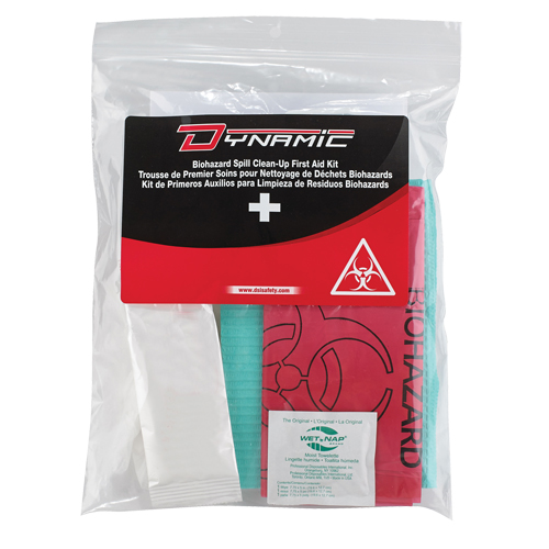Trousse de premiers soins pour nettoyage de biorisques Dynamic, Dispositif m&eacute;dical Classe 1, Sac en plastique refermable Equipment World