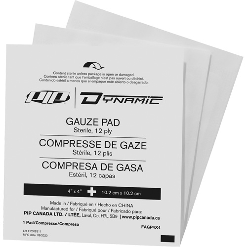 Gaze Dynamic, Tampon, 4" lo x 4" la, St&eacute;rile, Dispositif m&eacute;dical Classe 1 Equipment World