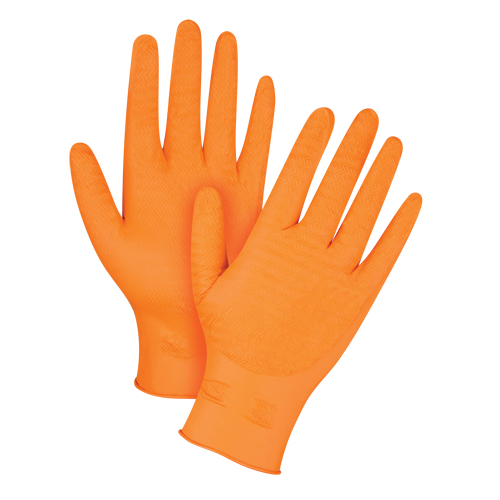 Heavyweight Gripper Gloves, 2X-Large, Nitrile, 7-mil, Powder-Free, Orange Equipment World